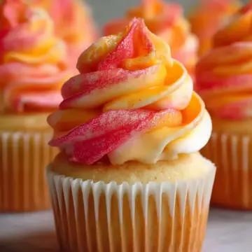 Mango Strawberry Sunset Cupcakes – A Cozy Homemade Treat with Tropical Glow