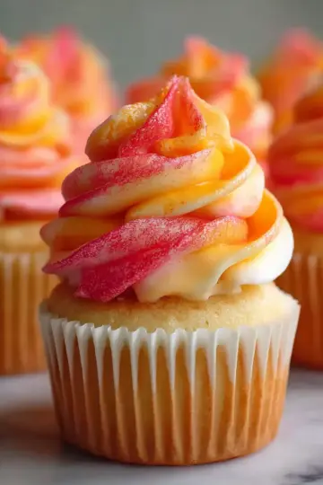 Mango Strawberry Sunset Cupcakes – A Cozy Homemade Treat with Tropical Glow