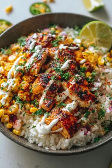 Street Corn Chicken Rice Bowl