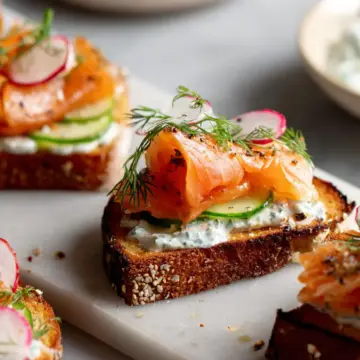 Smoked Salmon Toasts with Dill Crème Fraîche