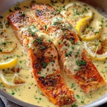 Baked Salmon with Lemon Butter Cream Sauce