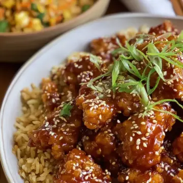 Crispy Sesame Chicken and Fried Rice