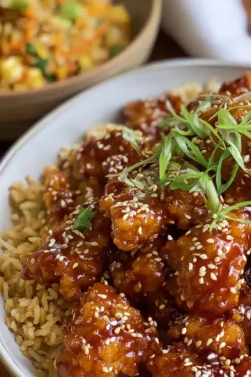Crispy Sesame Chicken and Fried Rice