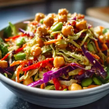 Crunchy Asian Chickpea Slaw with Sesame Ginger Dressing