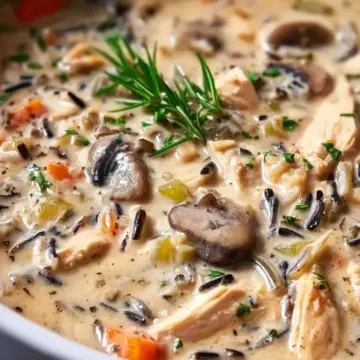 Creamy Slow Cooker Chicken Mushroom Wild Rice Soup
