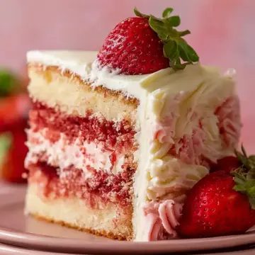 Moist Strawberry Cake With Cream Cheese Frosting