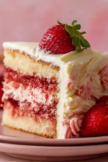 Moist Strawberry Cake With Cream Cheese Frosting