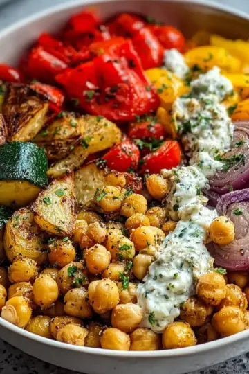 Vegan Mediterranean Roasted Vegetables Bowl for Comfort and Flavor