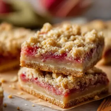 Easy Rhubarb and Custard Crumble Bars