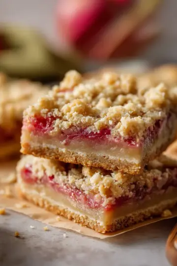 Easy Rhubarb and Custard Crumble Bars