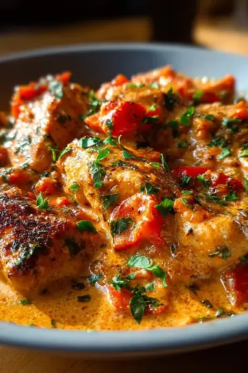 Creamy Roasted Red Pepper Chicken Skillet
