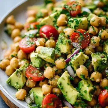 Chickpea Avocado Salad with Lemon Dressing