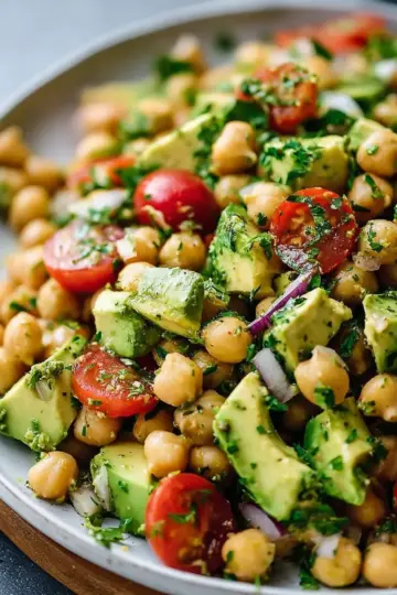 Chickpea Avocado Salad with Lemon Dressing