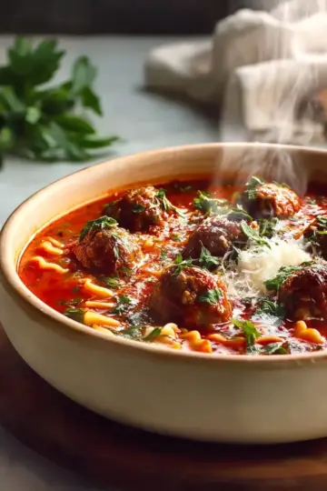Cozy Meatball Lasagna Soup