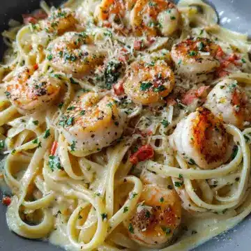 Creamy Garlic White Wine Seafood Pasta