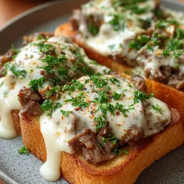 Garlic Cream Beef on Toast