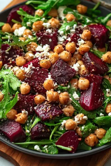 Roasted Beet & Arugula Chickpea Salad