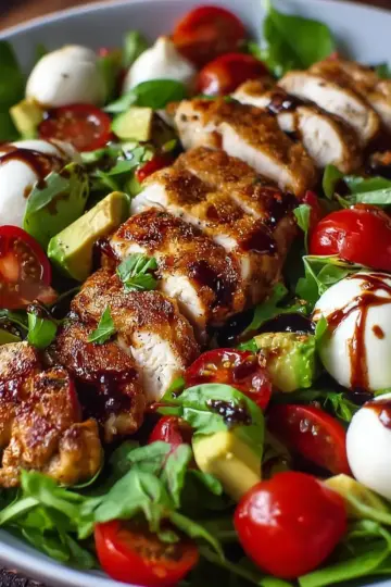 Baked Marinated Chicken Salad with Mozzarella and Balsamic Vinaigrette