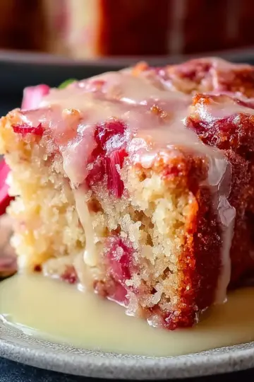Moist Rhubarb Cake with Butter Sauce