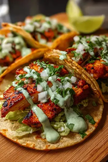 Crispy Pressed Smash Chicken Tacos with Avocado Crema