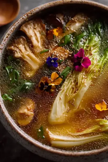 Miso Vegetable Broth with Roasted Napa Cabbage
