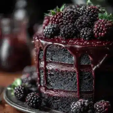 Black Velvet Halloween Cake with Blackberry Bliss Recipe