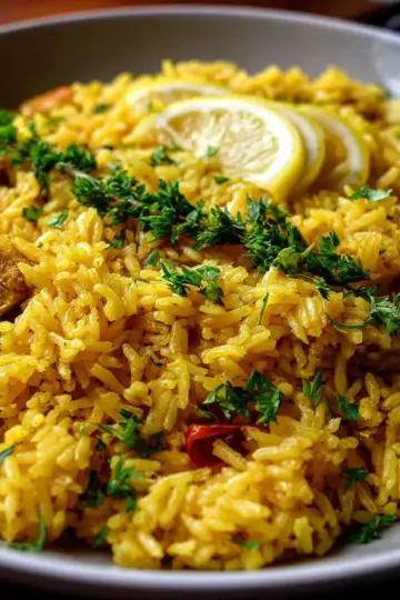One-Pot Mediterranean Yellow Rice with Lemon and Herbs