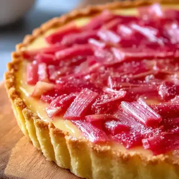 Sweet Rhubarb Custard Tart Easy Recipe
