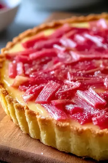 Sweet Rhubarb Custard Tart Easy Recipe