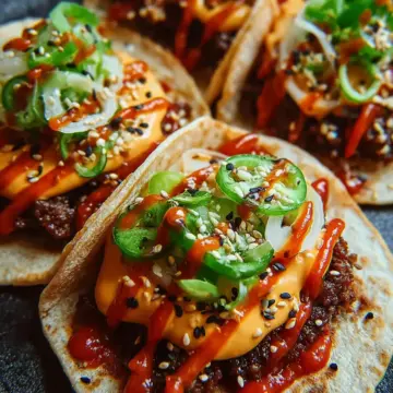 Korean-Style Smash Burger Tacos with Gochujang Mayo